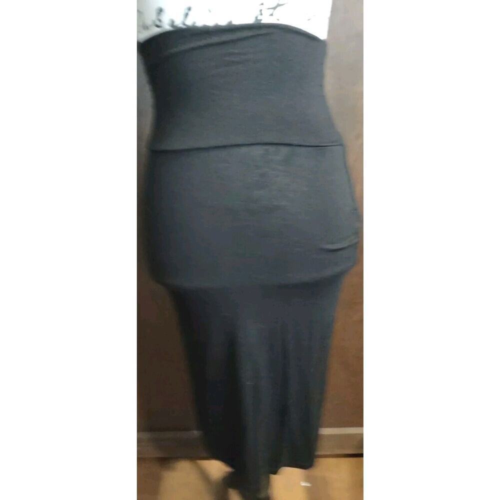 black stretch elastic wide waistband women's Small pull on skirt midi no slit